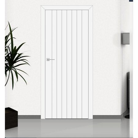 Distinct Kitchen And Bath Grooved Modern Interior Door, Primed F31